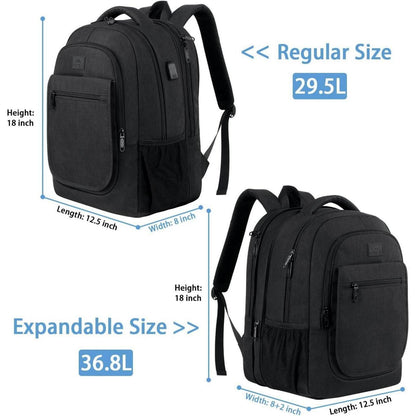MATEIN Großer Laptop Rucksack 15,6 Zoll USB Schwarz