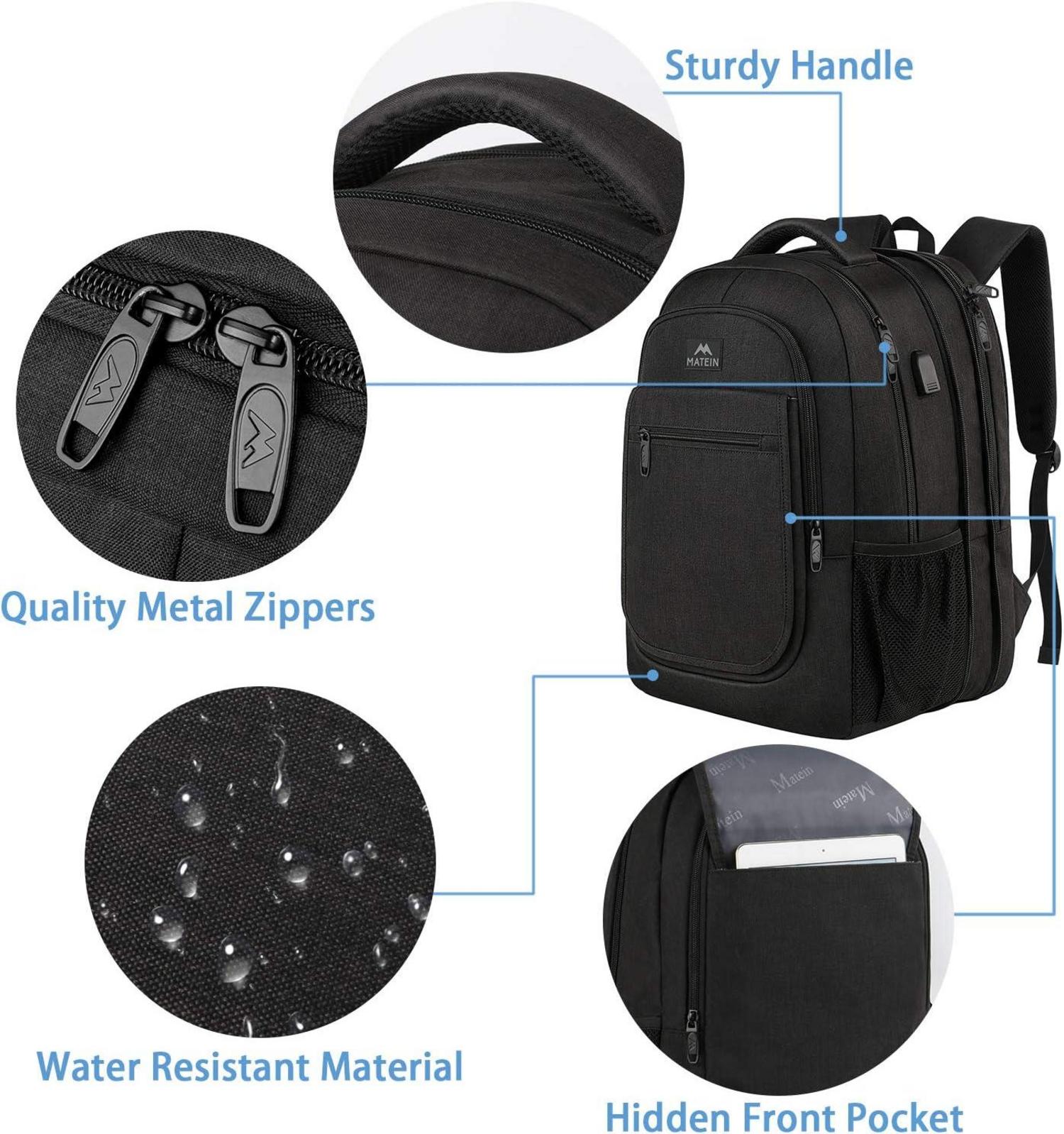 Erweiterbarer Laptop-Rucksack 15,6 Zoll USB Schwarz Anti-Diebstahl WP