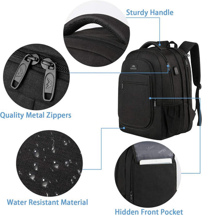 Erweiterbarer Laptop-Rucksack 15,6 Zoll USB Schwarz Anti-Diebstahl WP