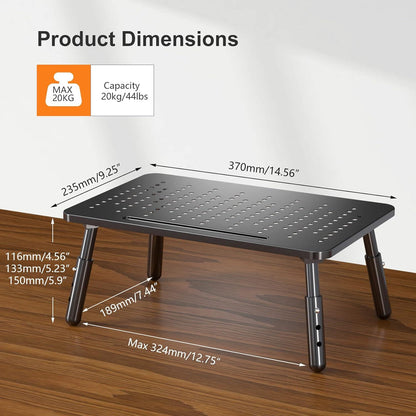 Monitorständer erhöht PC Ergonomie - 3 Höhen - Schwarz