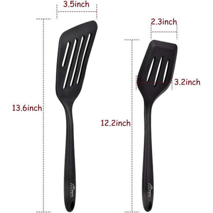 Silikon Pfannenwender-Set 2 Stück Schwarz, hitzebeständig