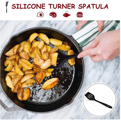 Silikon Pfannenwender-Set 2 Stück Schwarz, hitzebeständig