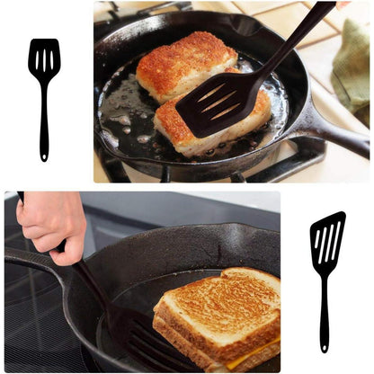 Silikon Pfannenwender-Set 2 Stück Schwarz, hitzebeständig