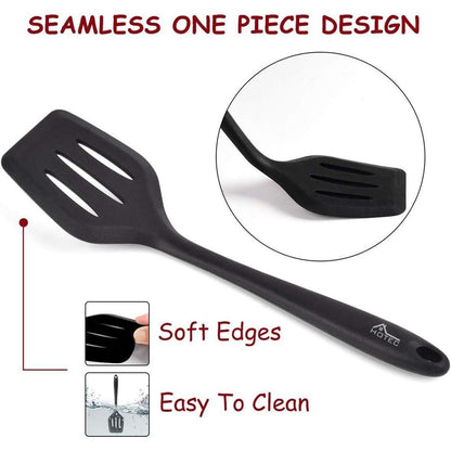Silikon Pfannenwender-Set 2 Stück Schwarz, hitzebeständig