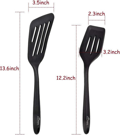 Silikon Pfannenwender-Set 2 Stück Schwarz, hitzebeständig