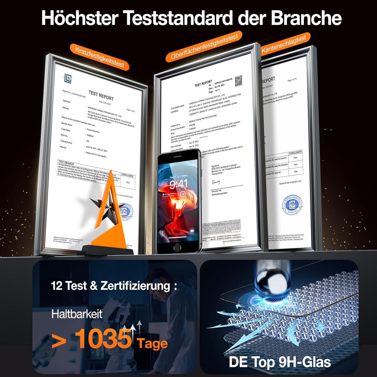 Panzerglas Full Screen Schutz 2 Stück für iPhone SE 2022/2020