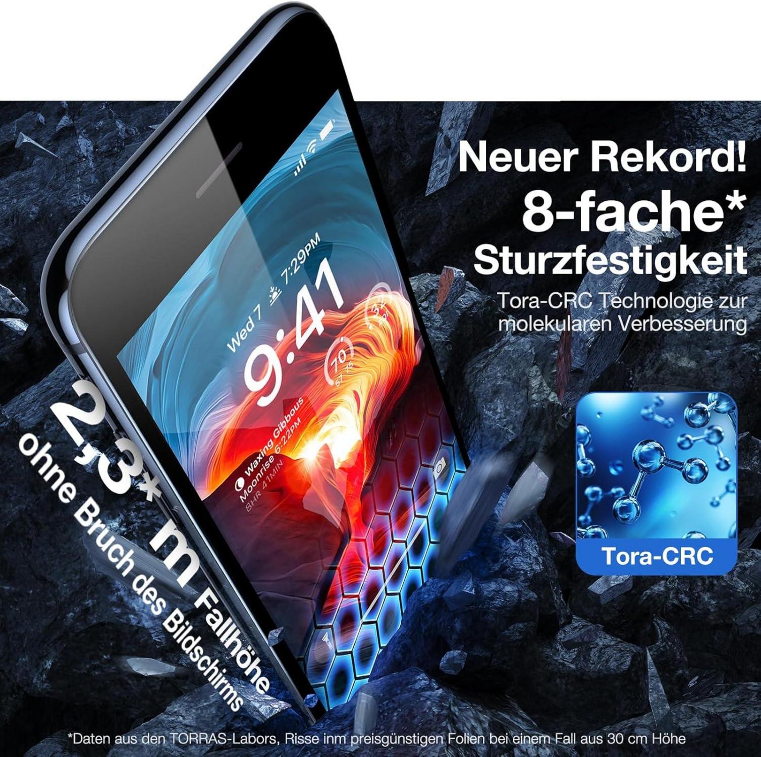 TORRAS Panzerglas für iPhone SE 2020 [2024 Upgrade] 2 Stück Transparent