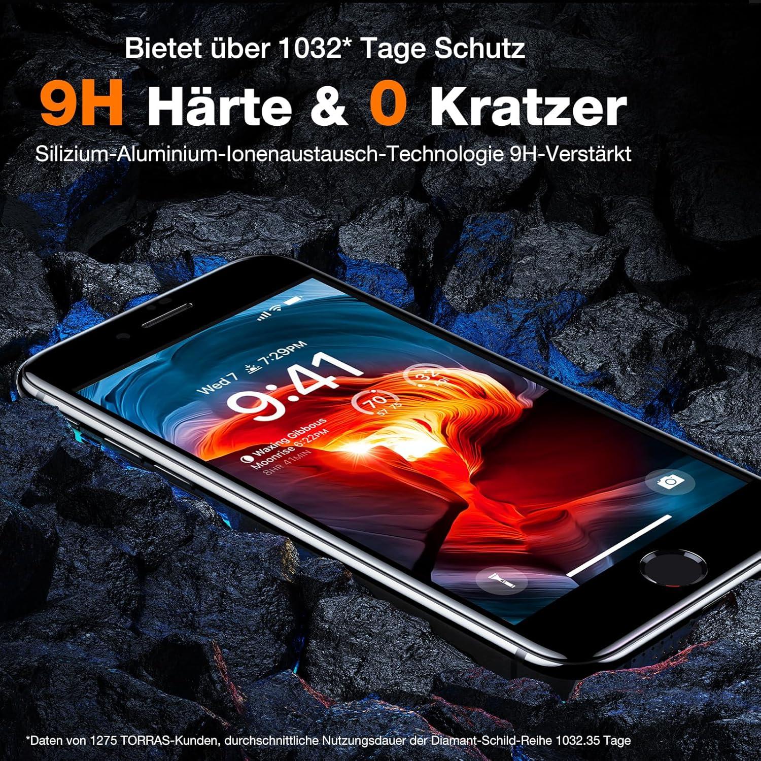 TORRAS Panzerglas Full Screen für iPhone SE 2020 [2024 Upgrade] 2 Stück