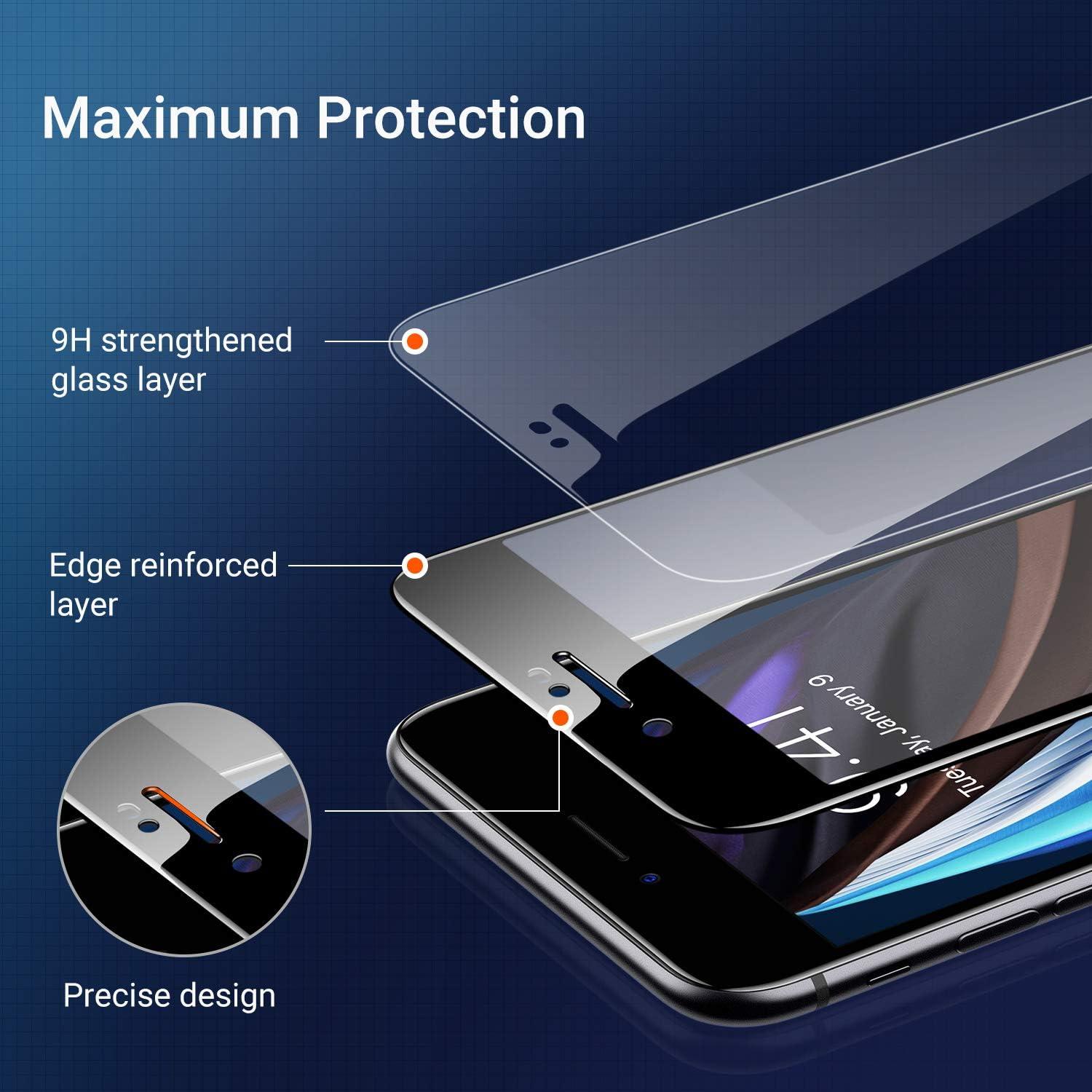 TORRAS Panzerglas für iPhone SE 2020 [2024 Upgrade] 2 Stück Transparent