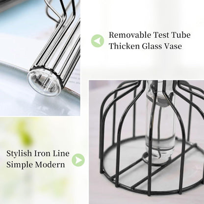 2er Mini Glas Vasen Set Schwarz Blumenvase für Tischdeko Bud Hydroponic Bouquet