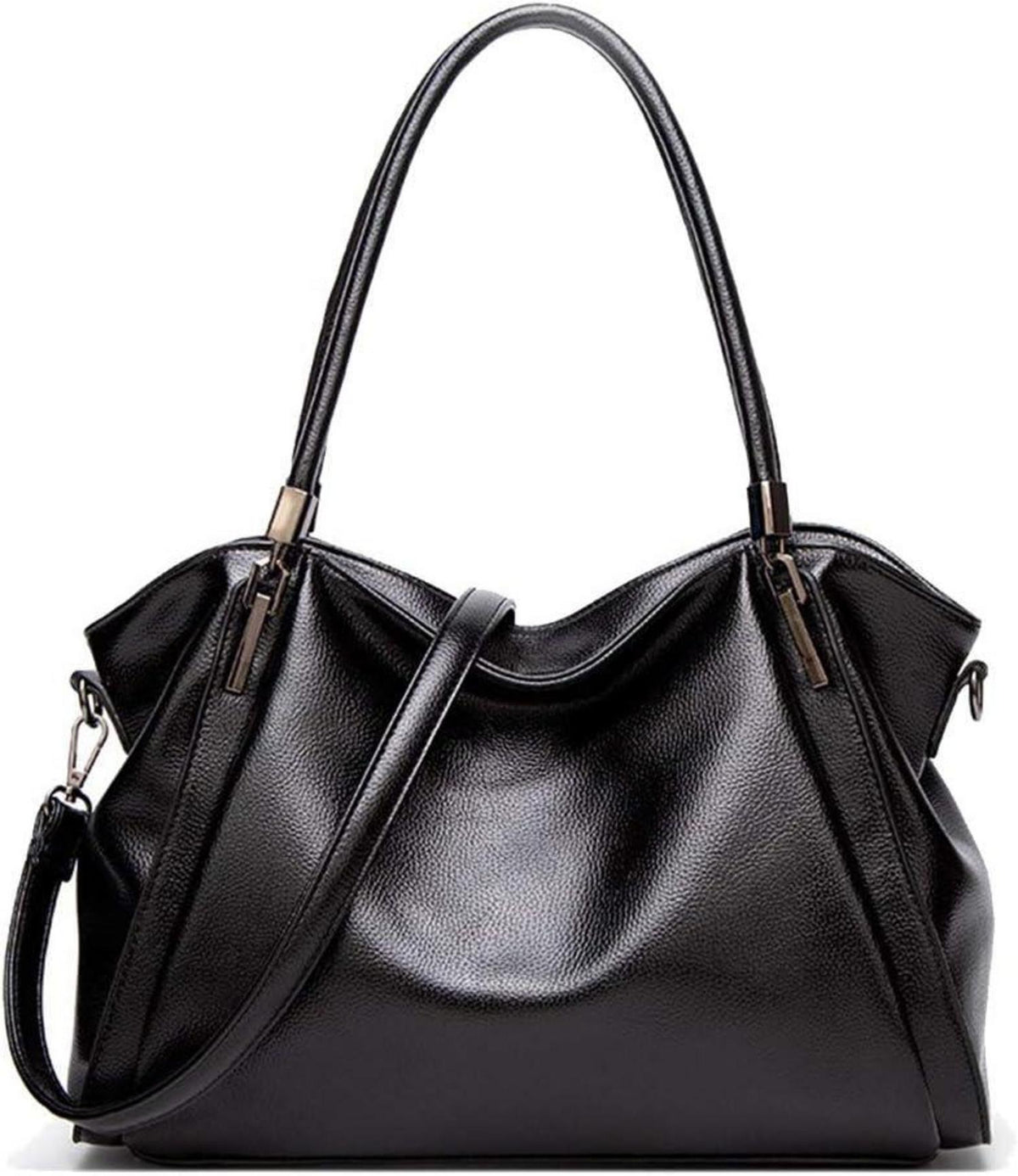 Damen Schultertasche PU-Leder Hobo Handtasche Elegant Schwarz