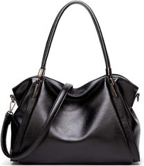 Damen Schultertasche PU-Leder Hobo Handtasche Elegant Schwarz