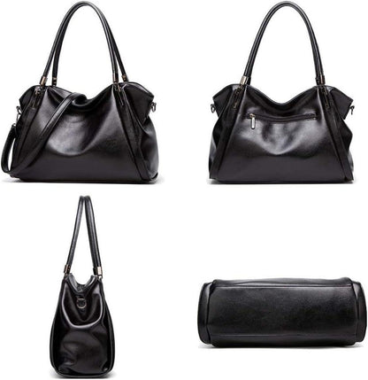 Damen Schultertasche PU-Leder Hobo Handtasche Elegant Schwarz