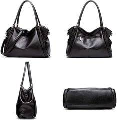 Damen Schultertasche PU-Leder Hobo Handtasche Elegant Schwarz