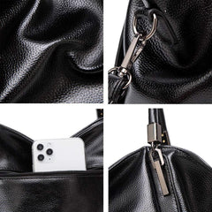 Damen Hobo Schultertasche aus PU-Leder Schwarz 1kg 37x14x26cm