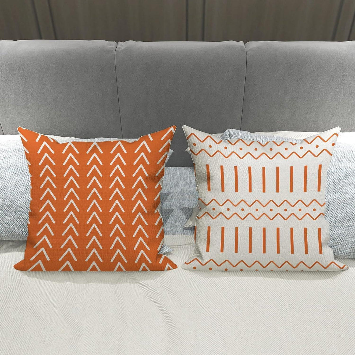 Leinen Kissenbezüge 4er Set, 45x45cm, Orange