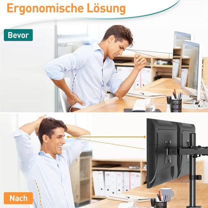 Monitor Halterung 2 Monitore 13-32 Zoll VESA 75/100 Neigbar Schwenkbar