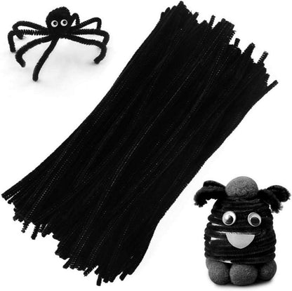 Chenilledraht Bastelset 200 Stück Schwarz Kinder DIY Deko