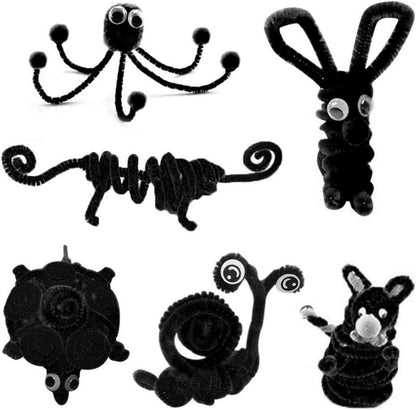 200er DIY Chenilledraht Bastelset für Kinder, Schwarz