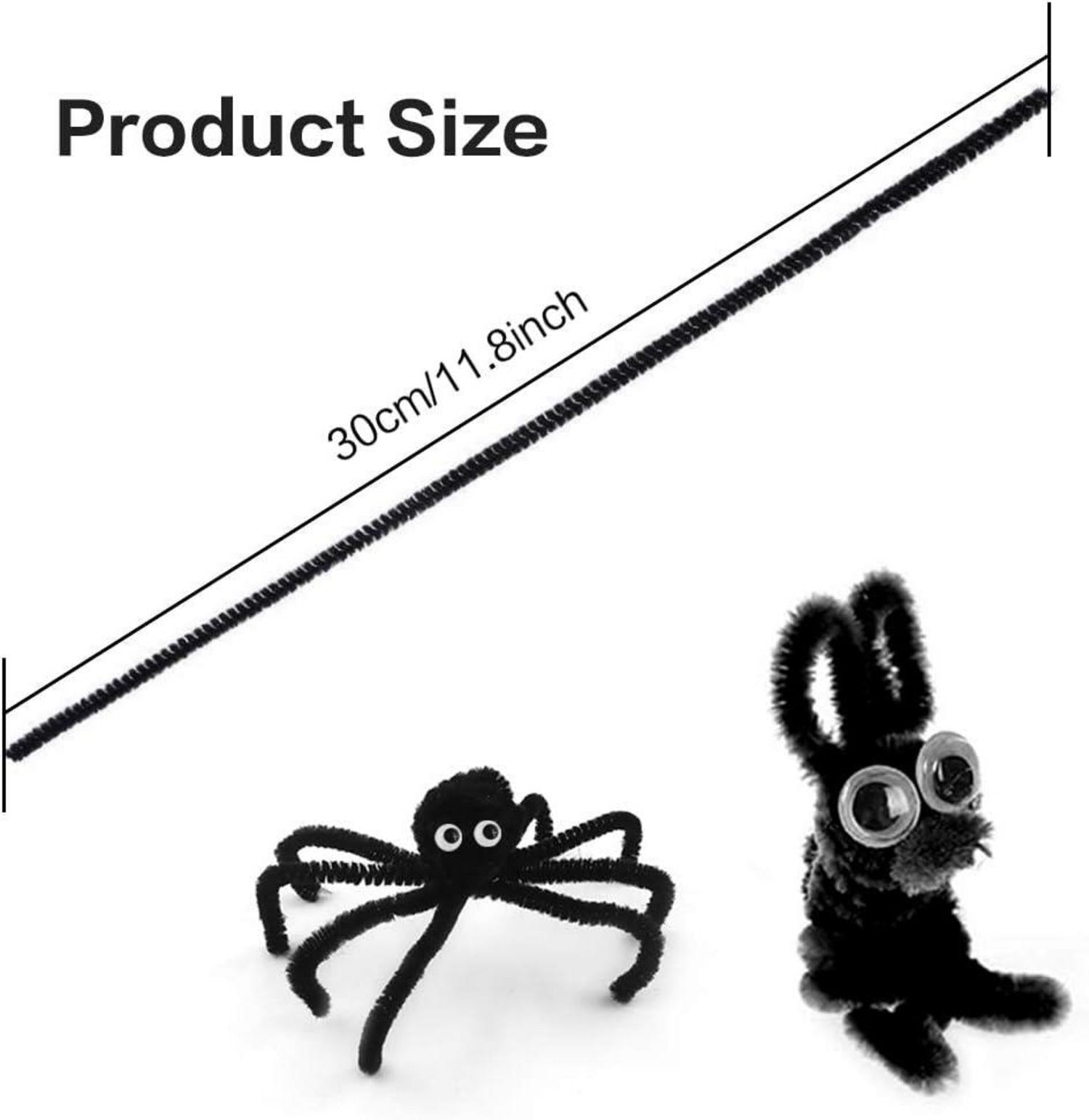 200x Pfeifenreiniger Chenilledraht Bastelset DIY Kinder Deko Schwarz