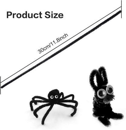 200x Pfeifenreiniger Chenilledraht Bastelset DIY Kinder Deko Schwarz