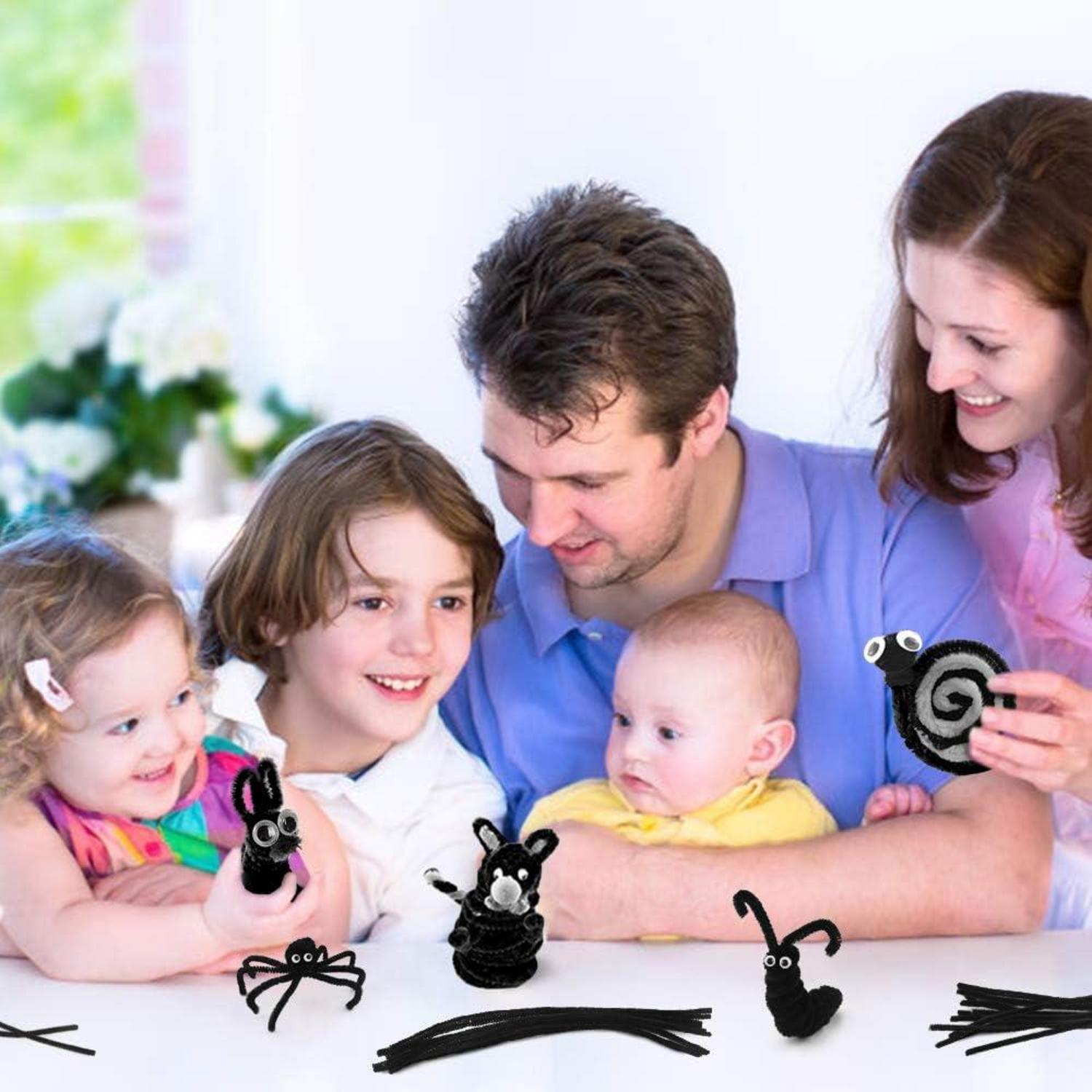 200x Pfeifenreiniger Chenilledraht Bastelset DIY Kinder Deko Schwarz