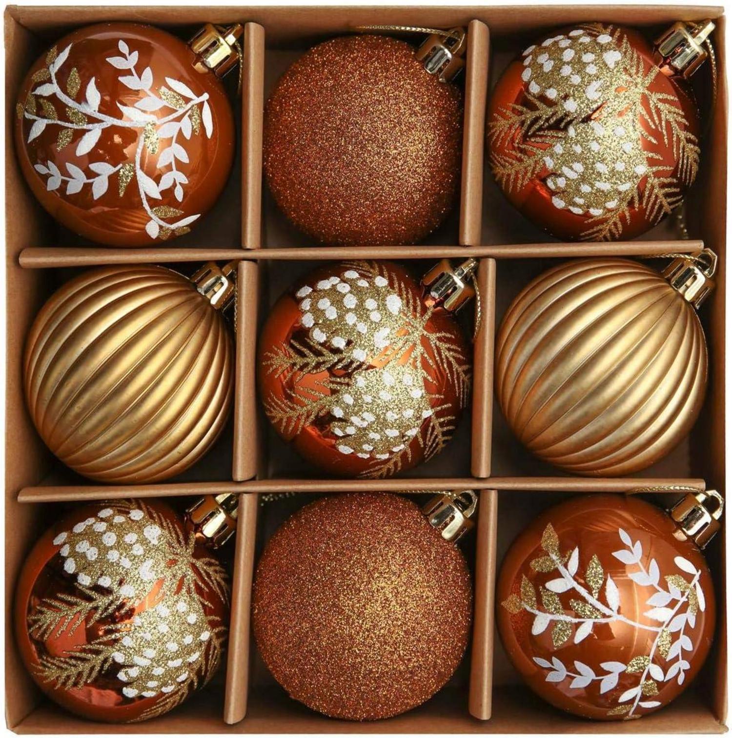 Weihnachtskugeln Set Christbaumschmuck Wald Thema 6cm Kupfergold