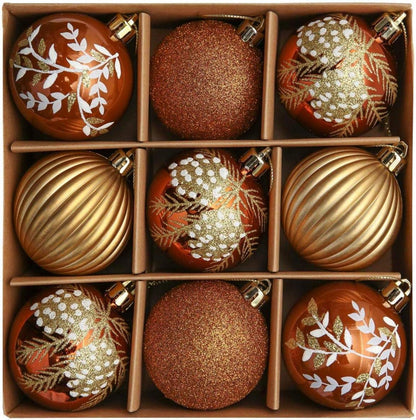 Weihnachtskugeln Set Christbaumschmuck Wald Thema 6cm Kupfergold