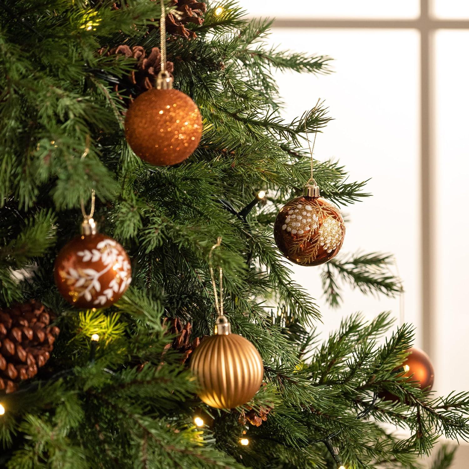 Weihnachtskugeln Set Christbaumschmuck Wald Thema 6cm Kupfergold