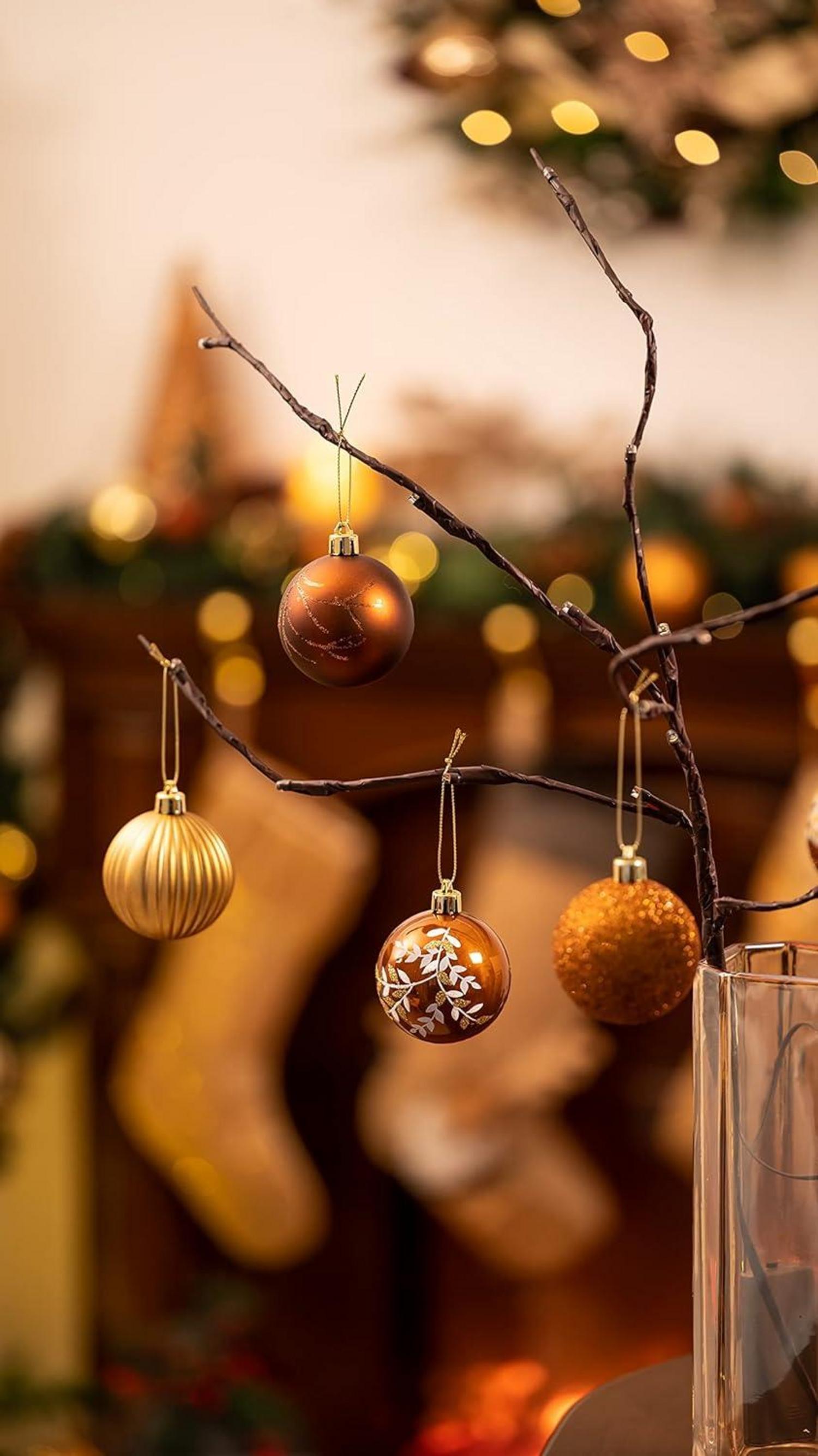 Weihnachtskugeln 9 Stücke 6CM Kunststoff Christbaumkugeln Aufhänger