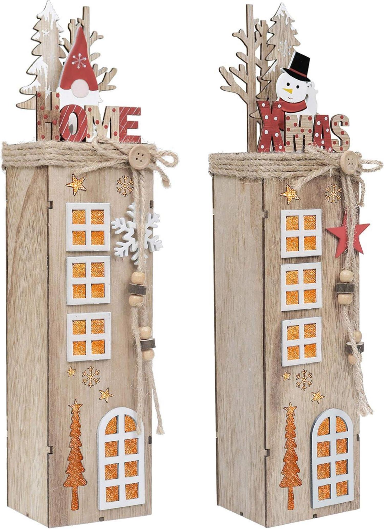 LED Holz Säule Weihnachtsdekoration mit Beleuchtung 38.4cm