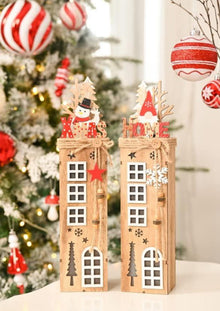 LED Holz Säule Weihnachtsdekoration Batteriebetrieben 38.4cm