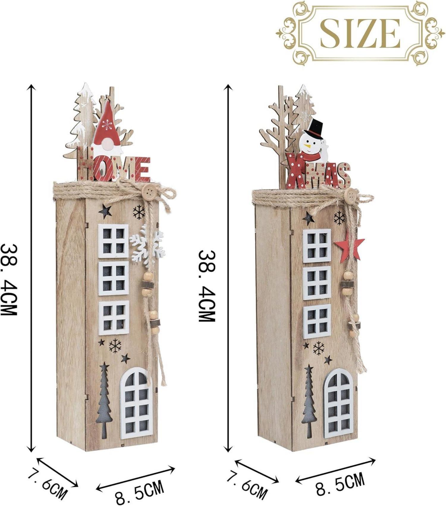 LED Holz Weihnachtsdeko 38.4cm Batteriebetrieben
