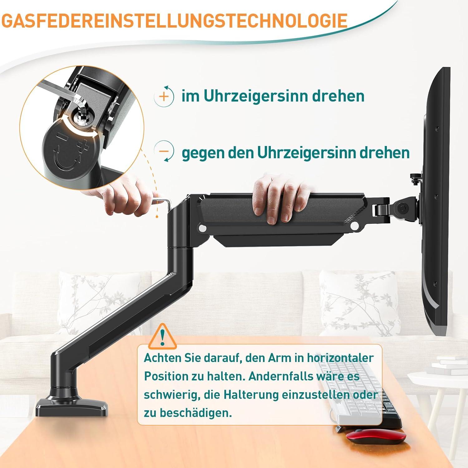 ELIVED Monitor Halterung 2 Monitore 13-32 Zoll VESA 75/100 Gasdruckfeder