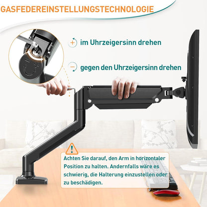 ELIVED Monitor Halterung 2 Monitore 13-32 Zoll VESA 75/100 Gasdruckfeder