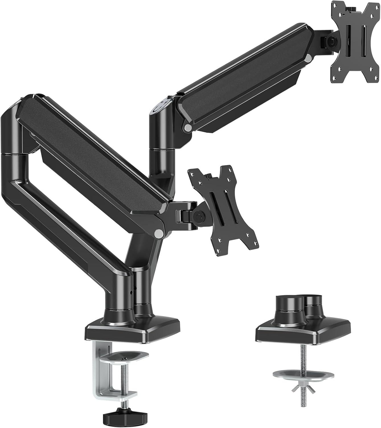 Monitor Halterung Gasdruckfeder 2 Monitore 13-32 Zoll VESA 75/100, neigbar 180° schwenkbar 180°, drehbar 360°, höhenverstellbar, 9kg/Arm