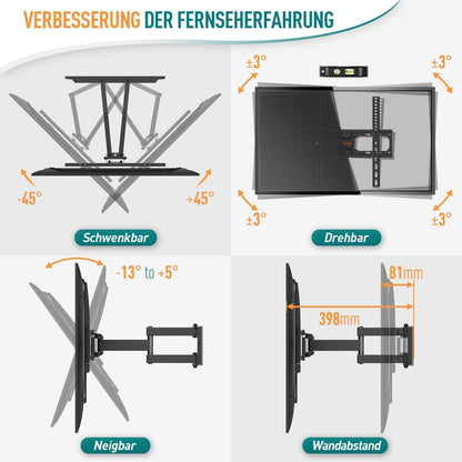 Schwenkbare TV Wandhalterung 26-65 Zoll VESA 400x400mm EV010