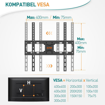 Schwenkbare TV Wandhalterung 26-65 Zoll VESA 400x400mm EV010