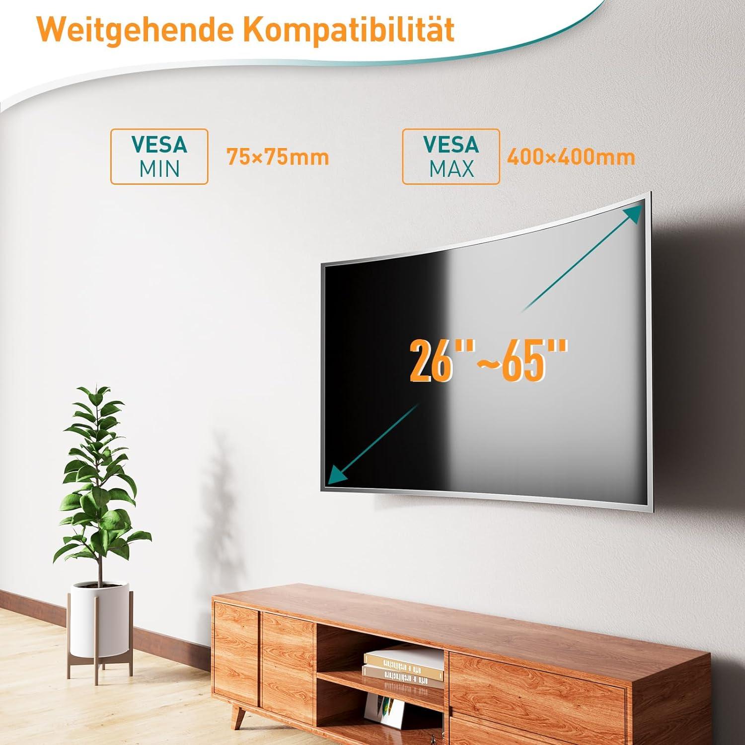 Schwenkbare TV Wandhalterung 26-65 Zoll VESA 400x400mm EV010