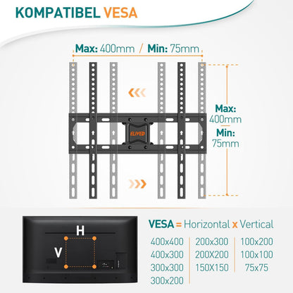 TV Wandhalterung für 26-65 Zoll TV, bis 40kg, VESA