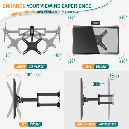 TV Wandhalterung Schwenkbar Neigbar 14-42 Zoll LED LCD OLED