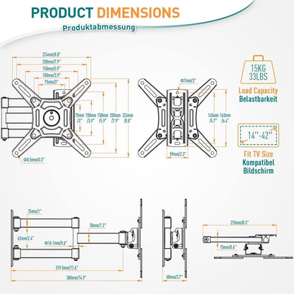 TV Wandhalterung Schwenkbar Neigbar 14-42 Zoll LED LCD OLED