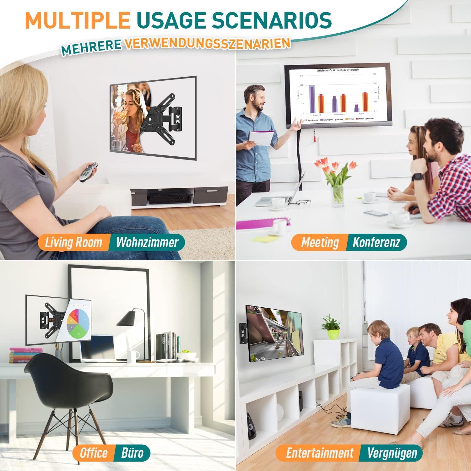 TV Wandhalterung Schwenkbar Neigbar Ausziehbar 14-42 Zoll bis 15kg VESA