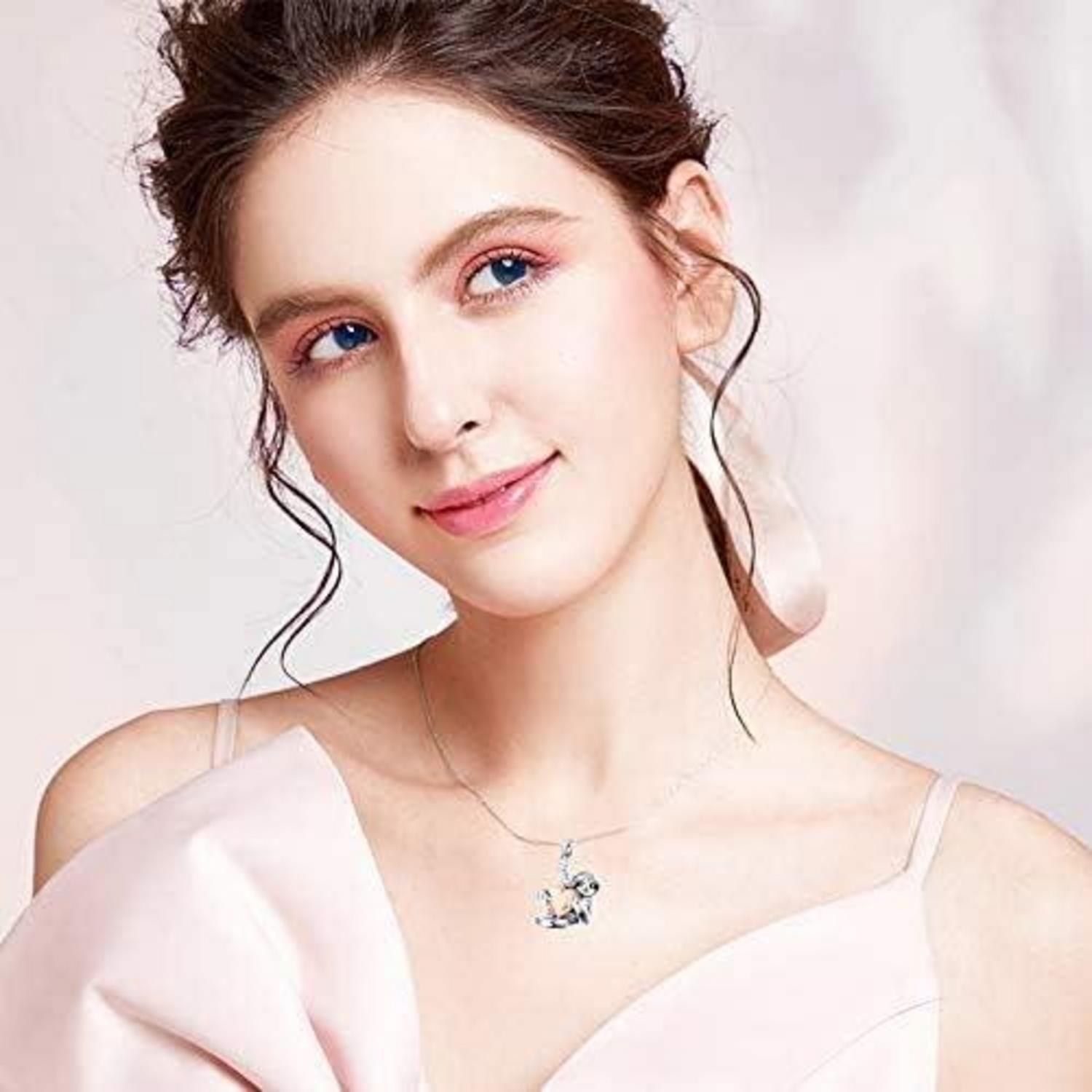 925 Sterling Silber Faultier Anhänger Halskette Tier Schmuck Frauen Mädchen