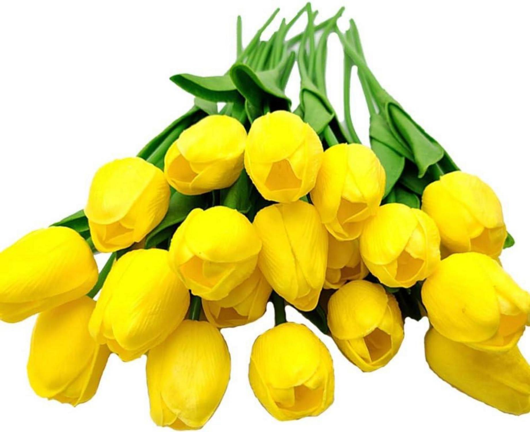 Künstliche Tulpen Hochzeitssträuße Gelb 20 Stück PU Blumen