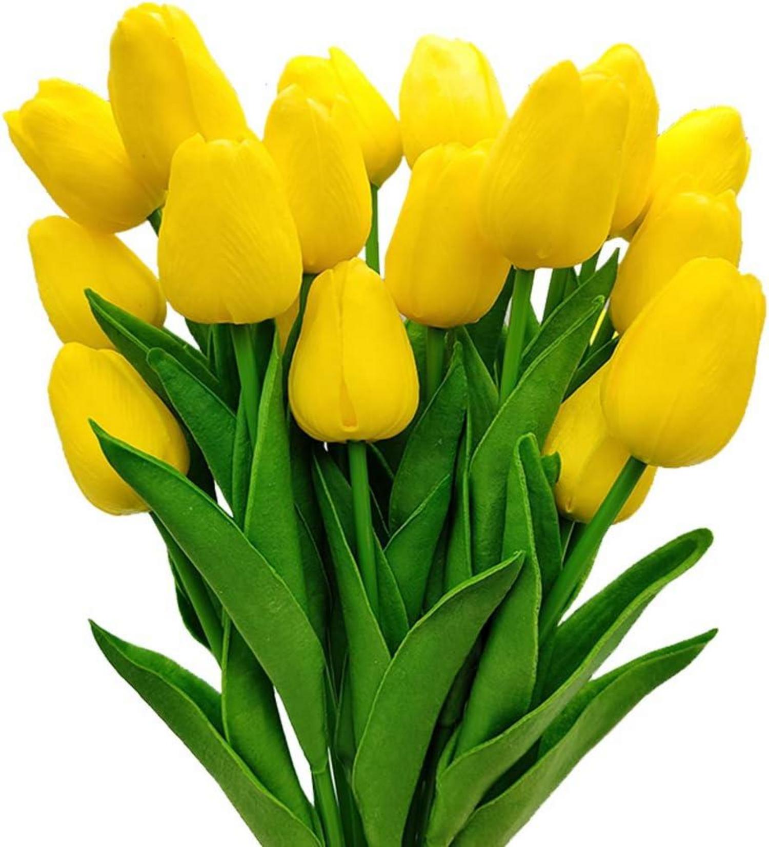 Künstliche Tulpen Hochzeitssträuße Gelb 20 Stück PU Blumen