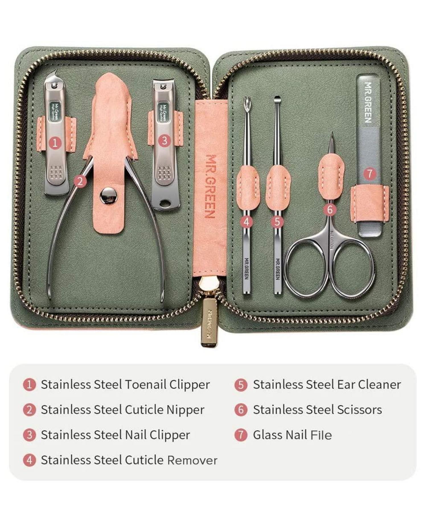 Professionelles 7-teiliges Maniküre Pediküre Set mit Ledertasche