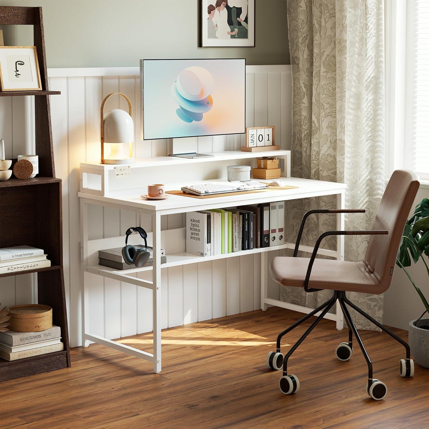 Cubiker Schreibtisch mit Ablageregal und Bücherregal, 120 x