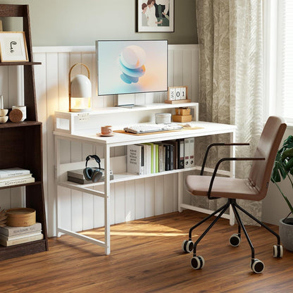 Cubiker Schreibtisch mit Ablageregal und Bücherregal, 120 x