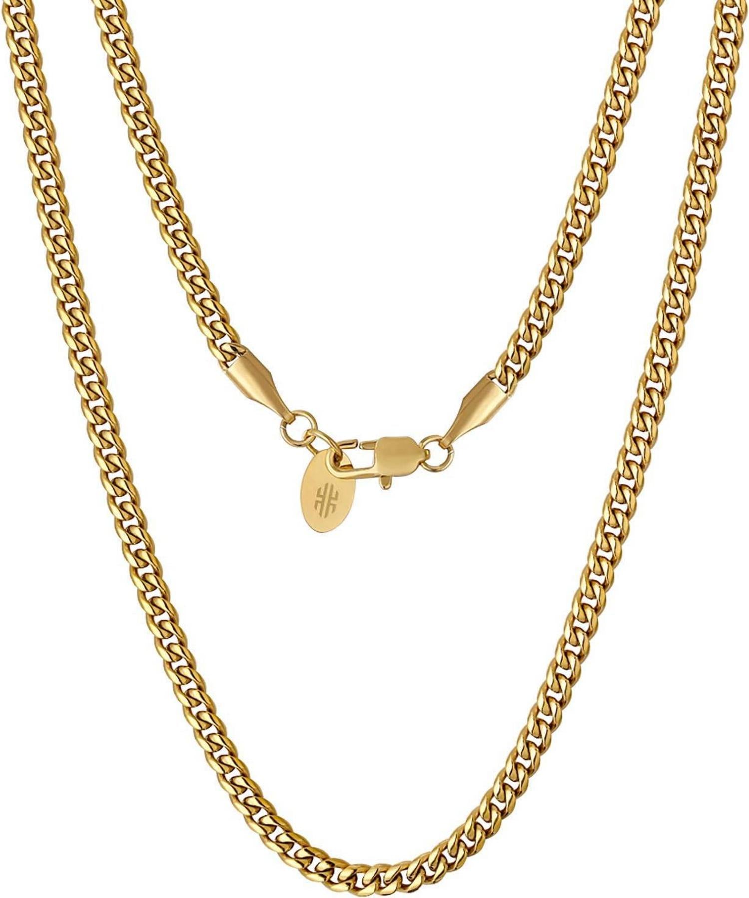 Panzerkette 18K Gold Vergoldet Cuban Link Chains 55.9cm 3mm